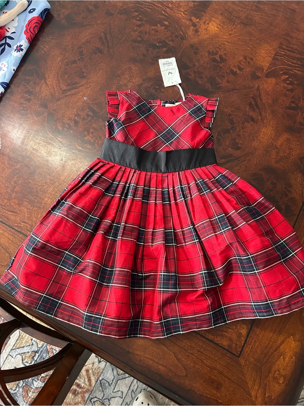 NWT Hope & Henry Girls Red Tartan Holiday Plaid Taffeta Party Dress Size 2T E2
